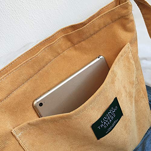 Bolso Bolso De Hombro De Pana para Mujer, Bandolera De Lona para Mujer, Bolso De Mano De Tela Simple, Bolso De Mano, Bolsos De Mensajero con Cremaller