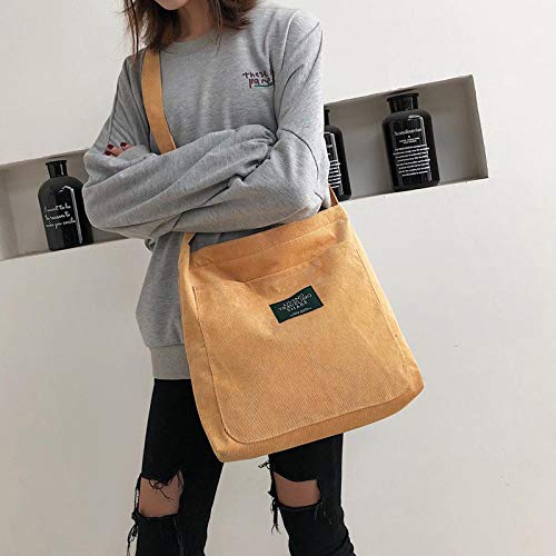 Bolso Bolso De Hombro De Pana para Mujer, Bandolera De Lona para Mujer, Bolso De Mano De Tela Simple, Bolso De Mano, Bolsos De Mensajero con Cremaller