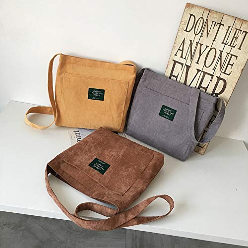 Bolso Bolso De Hombro De Pana para Mujer, Bandolera De Lona para Mujer, Bolso De Mano De Tela Simple, Bolso De Mano, Bolsos De Mensajero con Cremaller