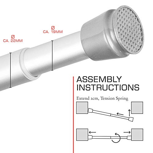 bomoe Barra para Cortina de Ducha Regulable Neptun - Sin taladrar - 140-250 cm - Aluminio - Barra telescópica - también Barra de Ropa
