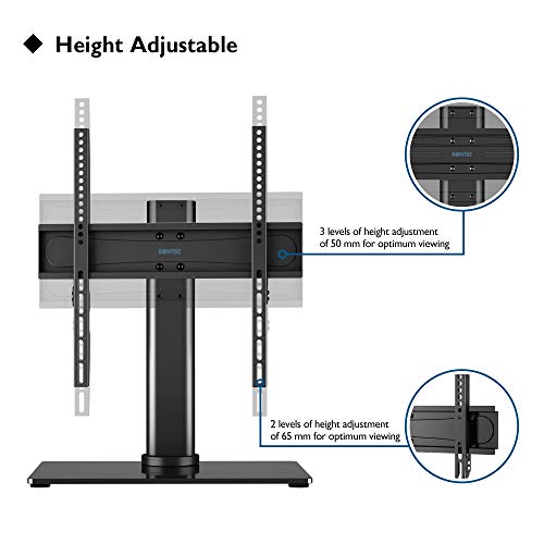 BONTEC Soporte TV Universal Peana TV Soporte Giratoria TV de 26-55 Pulgadas para Pantalla LED/LCD/Plasma/Curva/Plana, con Solo Toque Giratorio y Ajuste de Altura, Carga 40kg - máx. VESA 400x400 mm