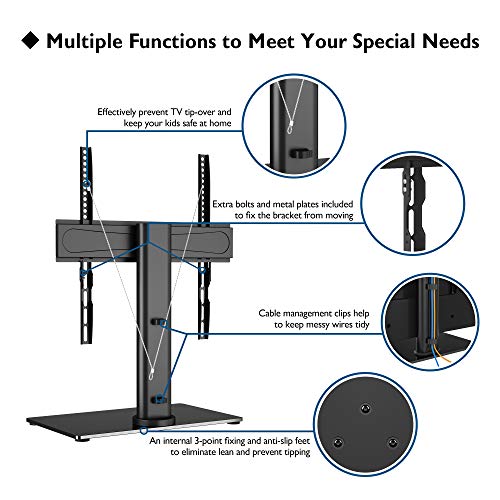 BONTEC Soporte TV Universal Peana TV Soporte Giratoria TV de 26-55 Pulgadas para Pantalla LED/LCD/Plasma/Curva/Plana, con Solo Toque Giratorio y Ajuste de Altura, Carga 40kg - máx. VESA 400x400 mm