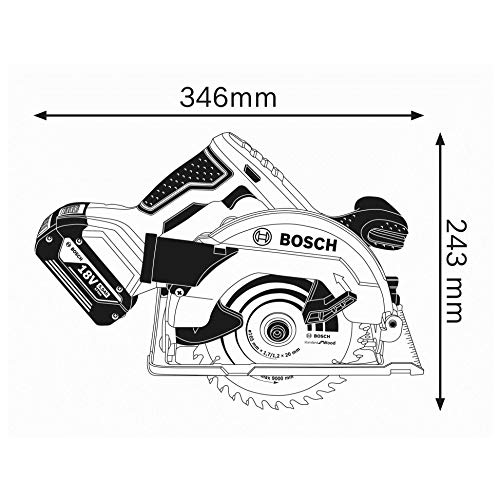 Bosch Professional GKS 18V-57 G Sierra circular, Disco 165 mm, sin batería, en L-BOXX, 18 V, Azul