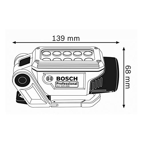 Bosch Professional GLI 12V-330 - Linterna a batería (12V, 330 lúmenes, sin batería, en caja)