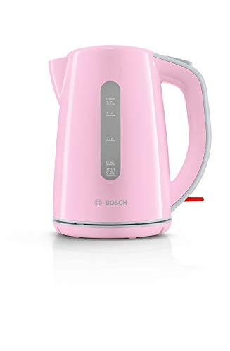 Bosch TWK7500K Hervidor de agua inalámbrico, apagado automático, protección contra sobrecalentamiento, filtro de cal, 1,7 L, 2200 W, color rosa