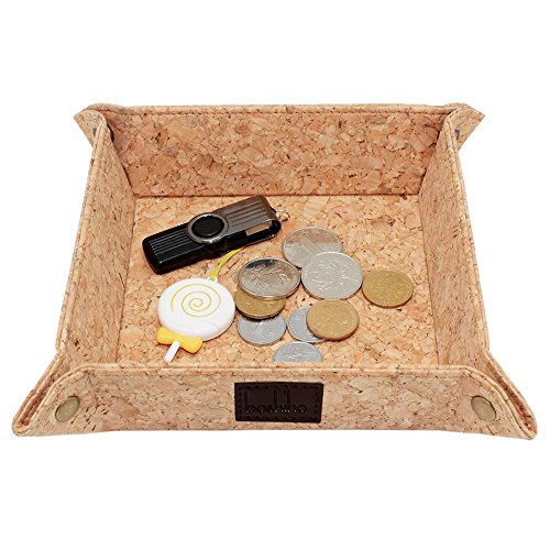 Boshiho - Caja de almacenamiento de corcho para guardar llaves, monedas, EDC Valet, bandeja para cambio de mesita de noche, regalo ecológico