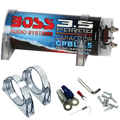 Boss Condensador Car Audio System 3,5 Farad CPBL3.5 Blue Azul X INSTALACIONES hasta A 3500 Watt RMS 1 2 3 4 5 10 Capacitor con Cable REMOTOS DE Encendido