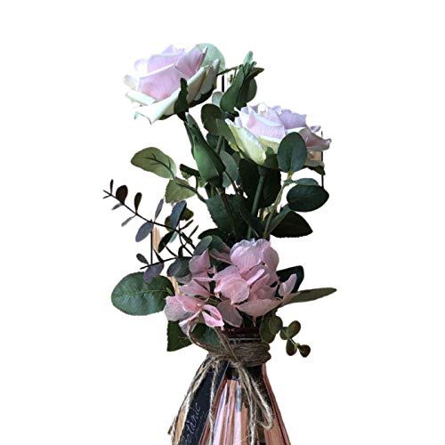 BOTANIC DESSIGN Ramo de Flores Artificiales JARRÓN Decorativo Incluido Arreglo Floral Artificial con Diferentes Tipos de Rosas de Abertura Exquisita y Color Suave para decoración hogar