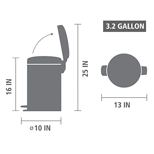 Brabantia NewIcon Cubo de Basura con Pedal, Acero Inoxidable, Blanco, 12 l