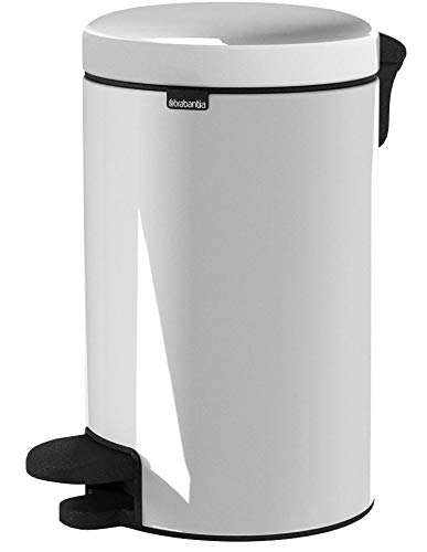 Brabantia NewIcon Cubo de Basura con Pedal, Acero Inoxidable, Blanco, 12 l