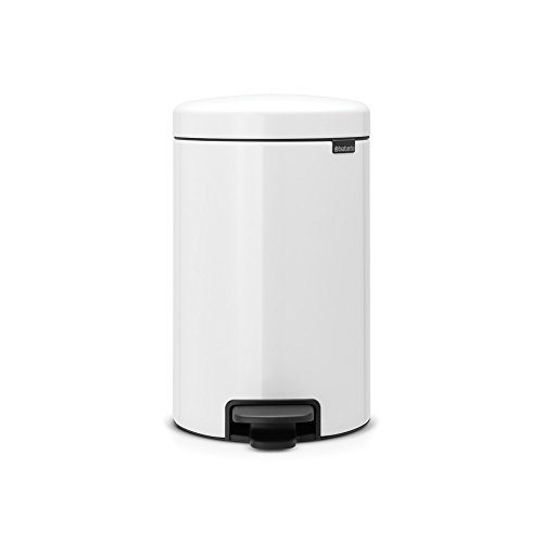 Brabantia NewIcon Cubo de Basura con Pedal, Acero Inoxidable, Blanco, 12 l