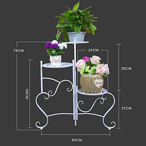 BU-SOH Puesto de Flores 3 Niveles Tiesto población de Plantas de Interior al Aire en Metal carros jardín Patio de pie Flor Estante de exhibición Holder Expositor Interior al Aire Libre
