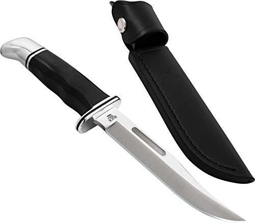 Buck BU119 Cuchillo de caza, hoja de acero, funda de cuero