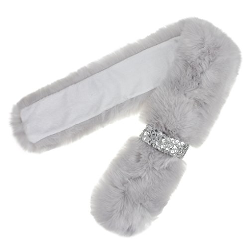 Bufanda pelo sintético Ultra – cálido cache-col de peluche chal grueso con los purpurina Claire cache-cou Mujer Aimable para otoño Hive regalo idèle para Navidad, azul claro