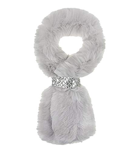 Bufanda pelo sintético Ultra – cálido cache-col de peluche chal grueso con los purpurina Claire cache-cou Mujer Aimable para otoño Hive regalo idèle para Navidad, azul claro