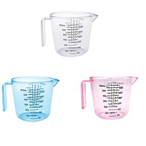 Busirde Las Tazas de plástico Multi Medición de la hornada Que Cocina Que Cocina la Herramienta Medir Jarra de Recipiente de líquido Transparente 3