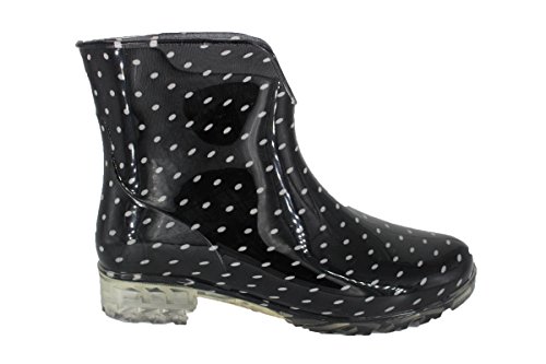 BuyAzzo BA560400 - Botas de agua para mujer y niña, botas de goma de caña corta, color Negro, talla 38 EU