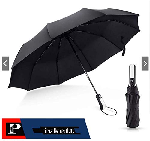 by Amazon - Paraguas Plegable Automático Impermeable, Paraguas de Viaje a Prueba de Viento, Folding Umbrella, Recubrimiento de Teflón, Dosel Reforzado, Mango Antideslizante Ergonómico, 106 cm