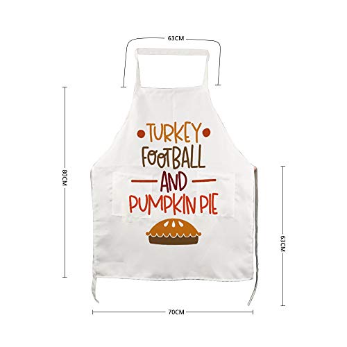 BYRON HOYLE - Delantal para adulto, diseño de calabaza de pavo y pastel de gracias, delantal de cocina, delantal blanco para hornear, regalo para madres, parrilla con bolsillos