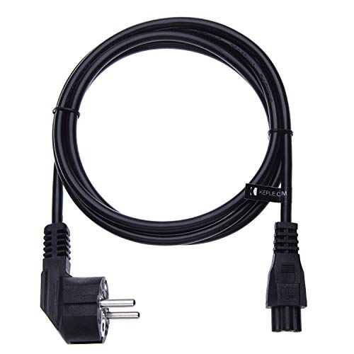 Cable de Alimentación con 3 Clavijas Compatible Con: Samsung Chromebook, Compaq E series, Lenovo ThinkPad, HP Spectre x360, Dell cable EURO Schuko CEE7 a C5 Hoja Trébol 3 Prong AC 10 A 250v 5m Negro