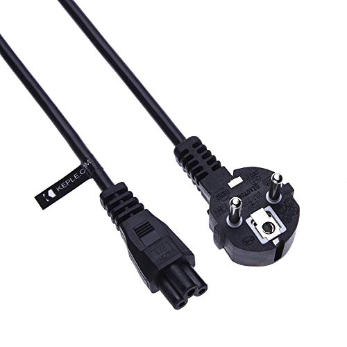 Cable de Alimentación con 3 Clavijas Compatible Con: Samsung Chromebook, Compaq E series, Lenovo ThinkPad, HP Spectre x360, Dell cable EURO Schuko CEE7 a C5 Hoja Trébol 3 Prong AC 10 A 250v 5m Negro