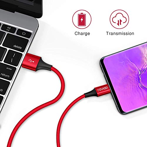 Cable USB Tipo C RAVIAD [3Pack 0.3M 1M 2M] Cargador Tipo C Carga Rápida y Sincronización Cable USB C para Galaxy S10/S9/S8/Note 10/Note 9, Huawei P30/P20/Mate 20, Xiaomi Redmi Note 7