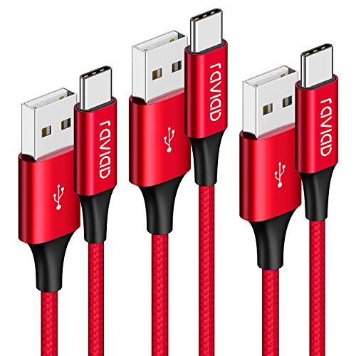 Cable USB Tipo C RAVIAD [3Pack 0.3M 1M 2M] Cargador Tipo C Carga Rápida y Sincronización Cable USB C para Galaxy S10/S9/S8/Note 10/Note 9, Huawei P30/P20/Mate 20, Xiaomi Redmi Note 7