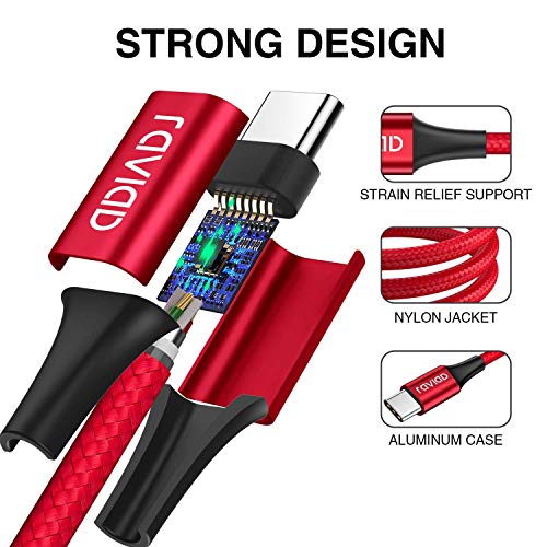 Cable USB Tipo C RAVIAD [3Pack 0.3M 1M 2M] Cargador Tipo C Carga Rápida y Sincronización Cable USB C para Galaxy S10/S9/S8/Note 10/Note 9, Huawei P30/P20/Mate 20, Xiaomi Redmi Note 7