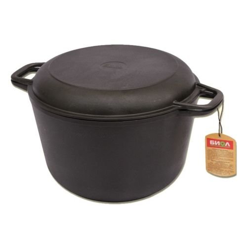 Cacerola de hierro fundido Kazán, diámetro de 20, 22 o 26 cm, con sartén de tapa, para inducción, hierro fundido, Ø 26 cm 6 Liter