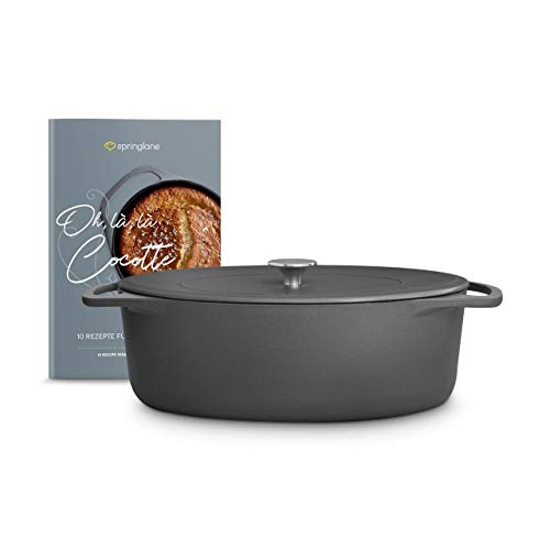 Cacerola de hierro fundido redonda, Cocotte Clara - gris, oval, 33cm, 6,5l