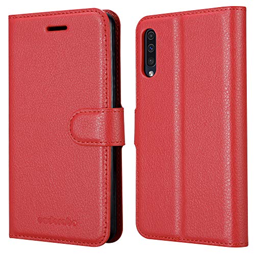 Cadorabo Funda Libro para Samsung Galaxy A50 en Rojo CARMÍN - Cubierta Proteccíon con Cierre Magnético, Tarjetero y Función de Suporte - Etui Case Cover Carcasa