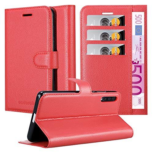 Cadorabo Funda Libro para Samsung Galaxy A50 en Rojo CARMÍN - Cubierta Proteccíon con Cierre Magnético, Tarjetero y Función de Suporte - Etui Case Cover Carcasa