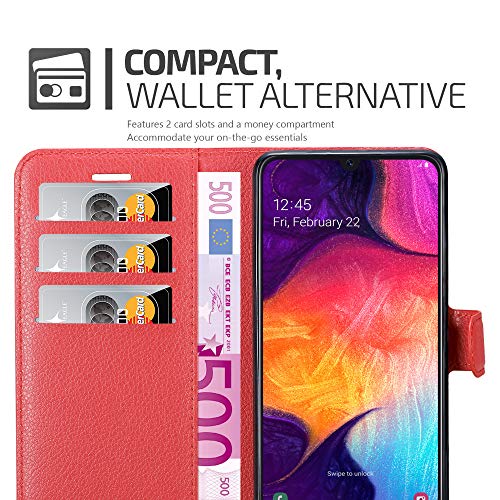 Cadorabo Funda Libro para Samsung Galaxy A50 en Rojo CARMÍN - Cubierta Proteccíon con Cierre Magnético, Tarjetero y Función de Suporte - Etui Case Cover Carcasa
