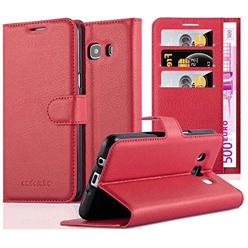 Cadorabo Funda Libro para Samsung Galaxy J5 2016 en Rojo CARMÍN - Cubierta Proteccíon con Cierre Magnético, Tarjetero y Función de Suporte - Etui Case Cover Carcasa