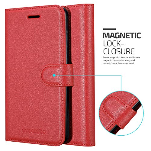 Cadorabo Funda Libro para Xiaomi RedMi 7A en Rojo CARMÍN - Cubierta Proteccíon con Cierre Magnético, Tarjetero y Función de Suporte - Etui Case Cover Carcasa