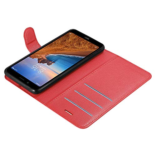 Cadorabo Funda Libro para Xiaomi RedMi 7A en Rojo CARMÍN - Cubierta Proteccíon con Cierre Magnético, Tarjetero y Función de Suporte - Etui Case Cover Carcasa