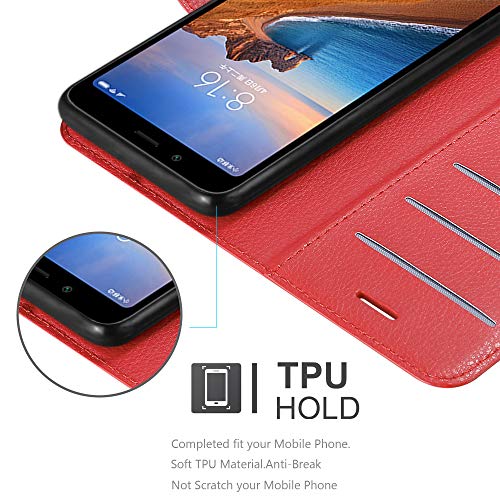 Cadorabo Funda Libro para Xiaomi RedMi 7A en Rojo CARMÍN - Cubierta Proteccíon con Cierre Magnético, Tarjetero y Función de Suporte - Etui Case Cover Carcasa