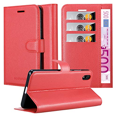 Cadorabo Funda Libro para Xiaomi RedMi 7A en Rojo CARMÍN - Cubierta Proteccíon con Cierre Magnético, Tarjetero y Función de Suporte - Etui Case Cover Carcasa