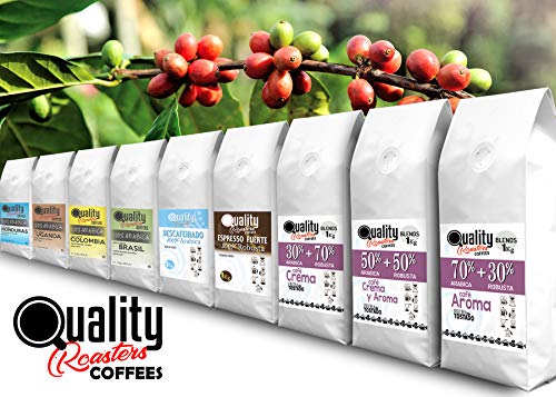 ☕ Café en grano natural "Crema". 30% Arabica + 70% Robusta. 1Kg. Blend. Tostado artesanal.