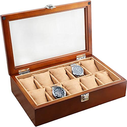 Caja de Almacenamiento de Relojes de Madera, Caja de Almacenamiento de vitrinas, Negro, joyero, Retro Minimalista Creativo. Estuche de Madera y Cierre de Cierre rápido.