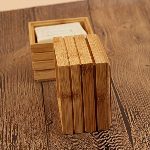 Cajas de jabón LouisaYork, jaboneras de madera con tapas, 2 piezas de jabón de bambú natural para cocina y baño