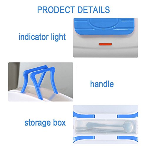 Calentadores Eléctricos Portátiles, 820ml Acero Inoxidable Calentador de Comida Taper con Cuchara Incluida para la Escuela de Oficina Coche (Azul)