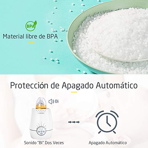 Calienta Biberones Digital de OMORC, 2 Modos de Calentamiento Rápido y Temperature Constante, Función de Esterilizador, Calentador de Alimentos, Descongelación, Apagado Automático