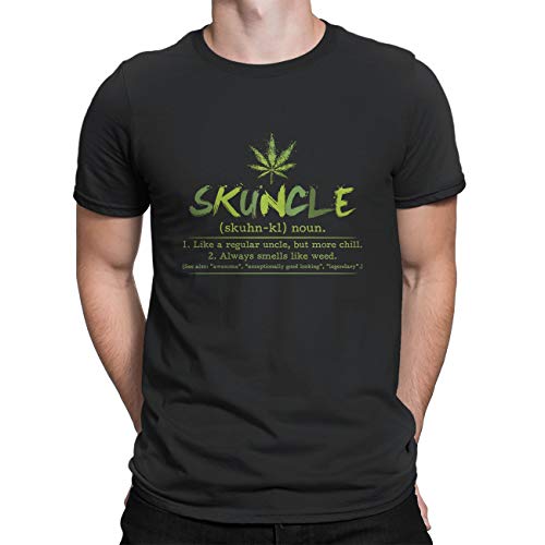 Camisetas casuales para hombre, diseño de Skuncle Significado como un tío regular Love Weed cuello redondo, manga corta, regalos Negro Negro ( XXXXXL