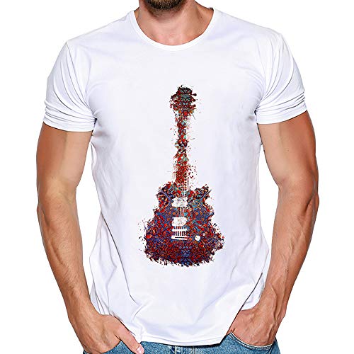 Camisetas Estampadas Hombre, Lanskirt Blusa con PatróN de ViolíN BáSicas Camisas Manga Corta para Hombre Sudaderas con Cuello Redondo Polos de Verano Tallas Grandes 3XL