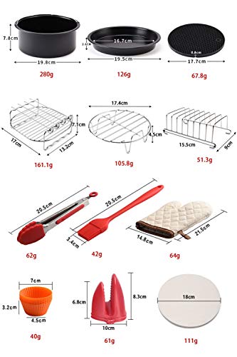 CANDeal Accesorios para freidoras de Aire Juego de 7 Pulgadas de 12 para 3.7-5.8 QT Freidora de Uso General Propósito General para freidora de Aire Gowise Phillips