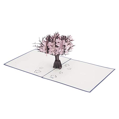 Cardology - Tarjeta 3D con diseño de flor de cerezo japonés, diseño de flor de cerezo para el día de la madre, cumpleaños, tarjetas de agradecimiento, 15 x 15 cm