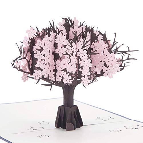 Cardology - Tarjeta 3D con diseño de flor de cerezo japonés, diseño de flor de cerezo para el día de la madre, cumpleaños, tarjetas de agradecimiento, 15 x 15 cm