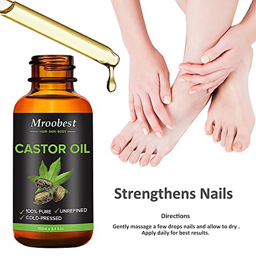 Castor Oil,Cold Pressed Castor Oil,100% Pure Castor Oil for Eyelashes, Eyebrows, Hair Growth, Skin and Face (100ml)