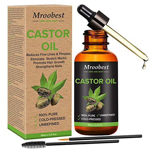 Castor Oil,Cold Pressed Castor Oil,100% Pure Castor Oil for Eyelashes, Eyebrows, Hair Growth, Skin and Face (100ml)